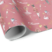 Individuelle Name Nutcracker Ballerina Weihnachten Geschenkpapier (Rolleneckpunkt)