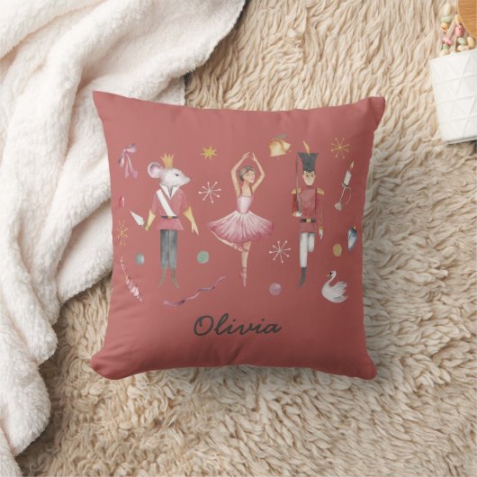 Individuelle Name Nutcracker Ballerina Weihnachten Kissen (Decke)