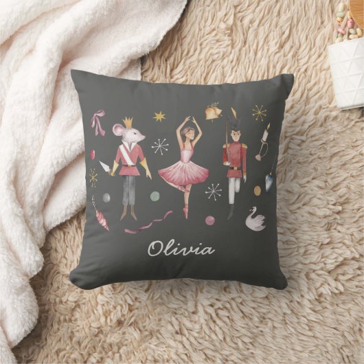 Individuelle Name Nutcracker Ballerina Weihnachten Kissen (Decke)