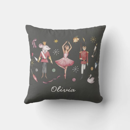 Individuelle Name Nutcracker Ballerina Weihnachten Kissen (Rückseite)