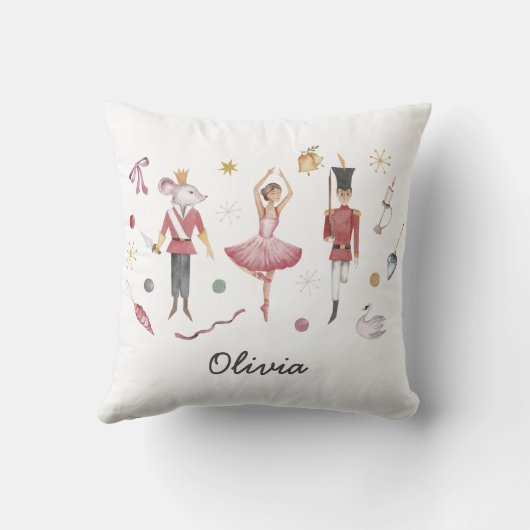 Individuelle Name Nutcracker Ballerina Weihnachten Kissen (Rückseite)