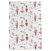 Individuelle Name Nutcracker Ballerina Weihnachten Mittlere Geschenktüte (Rückseite)