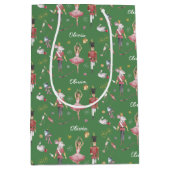 Individuelle Name Nutcracker Ballerina Weihnachten Mittlere Geschenktüte (Vorderseite)