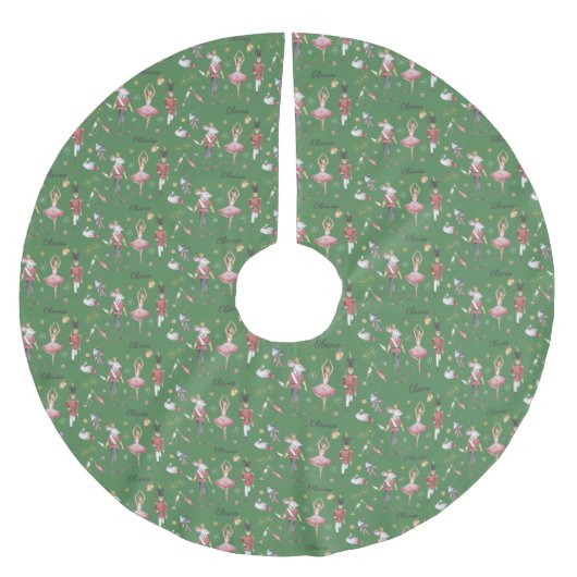 Individuelle Name Nutcracker Ballerina Weihnachten Polyester Weihnachtsbaumdecke (Vorderseite)