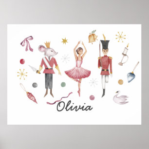 Individuelle Name Nutcracker Ballerina Weihnachten Poster