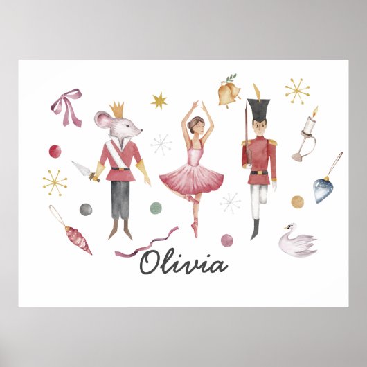 Individuelle Name Nutcracker Ballerina Weihnachten Poster (Vorne)
