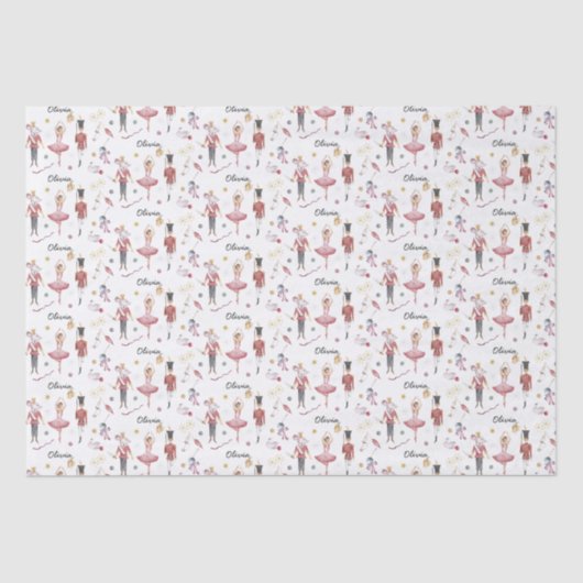 Individuelle Name Nutcracker Ballerina Weihnachten Seidenpapier (Vorderseite)