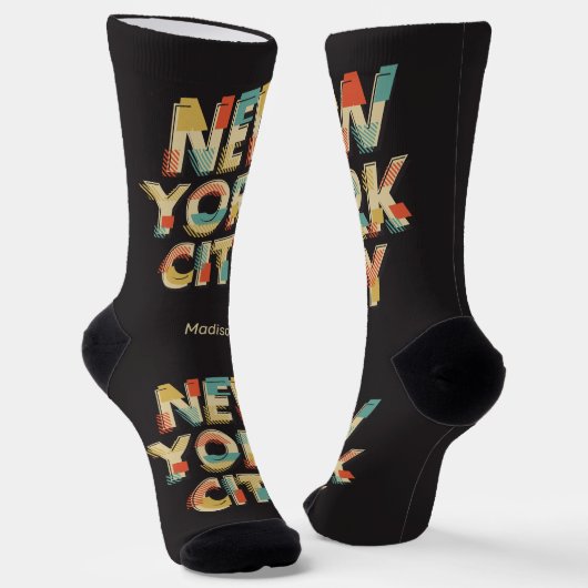 Individuelle Name NYC Typografie Socken (Gewinkelt)