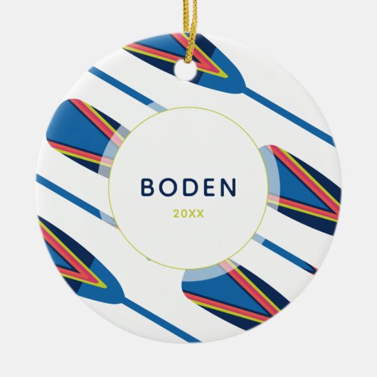 Individuelle Name Oars Moderne Weihnachten Keramik Ornament (Vorne)