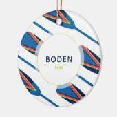 Individuelle Name Oars Moderne Weihnachten Keramik Ornament (Links)
