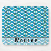 Individuelle Name Ocean Blue Green Geo Muster Mousepad (Vorne)