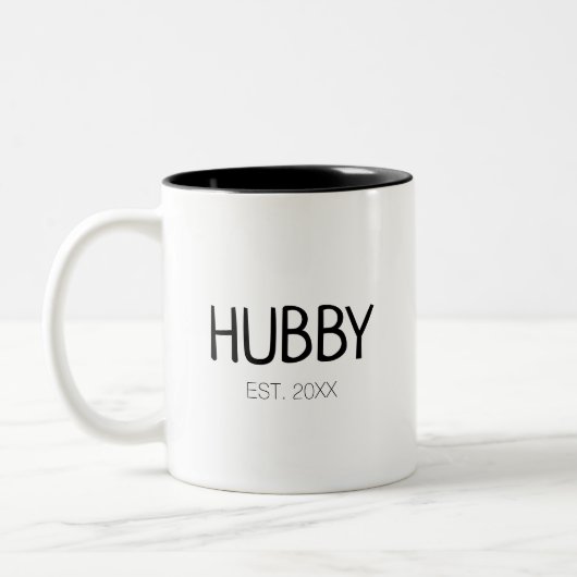 Individuelle Name oder Datum des Hubby-Ehemanns Zweifarbige Tasse (Links)