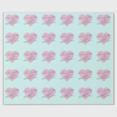 Individuelle Name oder Initials Glitzer Herzname M Geschenkpapier (Flach)