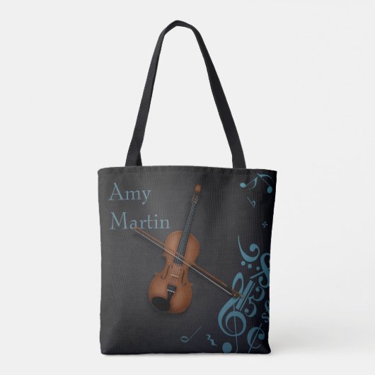 Individuelle Name oder Message Violin auf Schwarz Tasche (Rückseite)