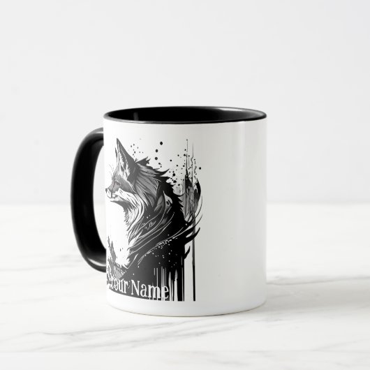 Individuelle Name oder Texfox Füchse Aquarell Tier Tasse (Vorderseite Links)