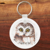 Individuelle Name oder Text, Niedliche Eule, Vögel Schlüsselanhänger (Vorderseite)