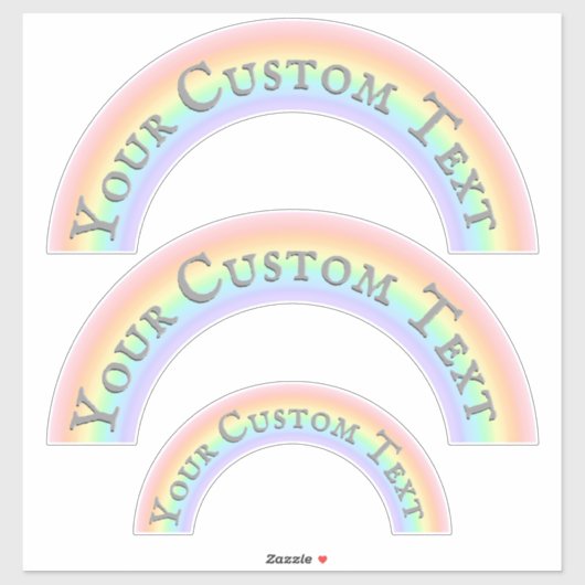 Individuelle Name oder Text-Set von 3 Regenbogenbo Aufkleber (Blatt)