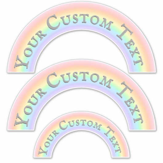 Individuelle Name oder Text-Set von 3 Regenbogenbo Aufkleber (Vorderseite)
