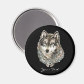 Individuelle Name oder Text Wolf Wasserfarbe Tier Magnet (Vorderseite/Rückseite)