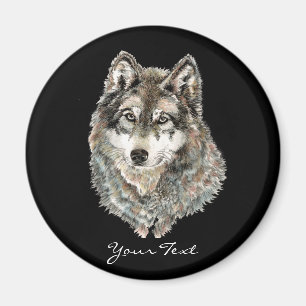 Individuelle Name oder Text Wolf Wasserfarbe Tier Magnet