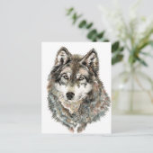 Individuelle Name oder Text Wolf Wasserfarbe Tier Postkarte (Stehend Vorderseite)