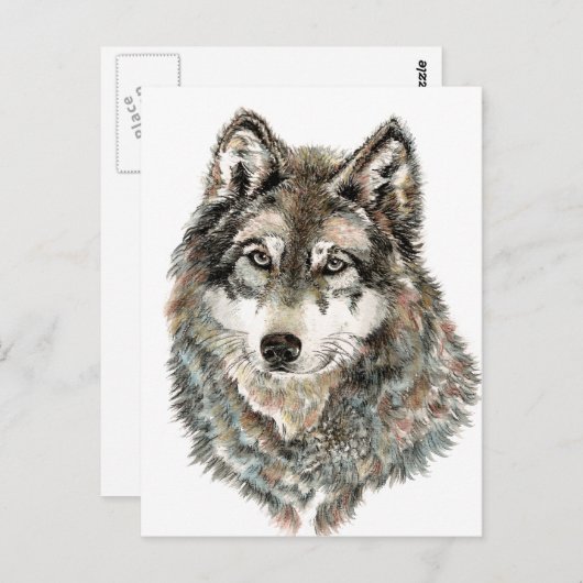Individuelle Name oder Text Wolf Wasserfarbe Tier Postkarte (Vorne/Hinten)