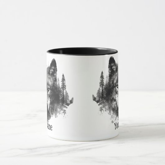 Individuelle Name oder Text Wolf Wasserfarbe Tier Tasse (Zentrum)