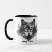 Individuelle Name oder Text Wolf Wasserfarbe Tier Tasse (Links)
