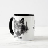 Individuelle Name oder Text Wolf Wasserfarbe Tier Tasse (Vorderseite Links)