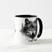 Individuelle Name oder Text Wolf Wasserfarbe Tier Tasse (VorderseiteRechts)