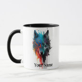 Individuelle Name oder Text Wolf Wasserfarbe Tier Tasse (Links)