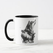 Individuelle Name oder Text Wolf Wasserfarbe Tier Tasse (Links)