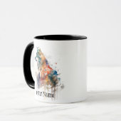 Individuelle Name oder Text Wolf Wasserfarbe Tier Tasse (Vorderseite Links)