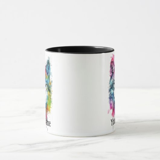Individuelle Name oder Text Wolf Wasserfarbe Tier Tasse (Zentrum)