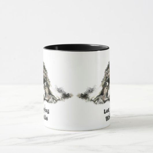Individuelle Name oder Text Wolf Wasserfarbe Tier Tasse (Zentrum)