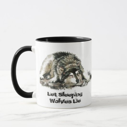 Individuelle Name oder Text Wolf Wasserfarbe Tier Tasse (Links)