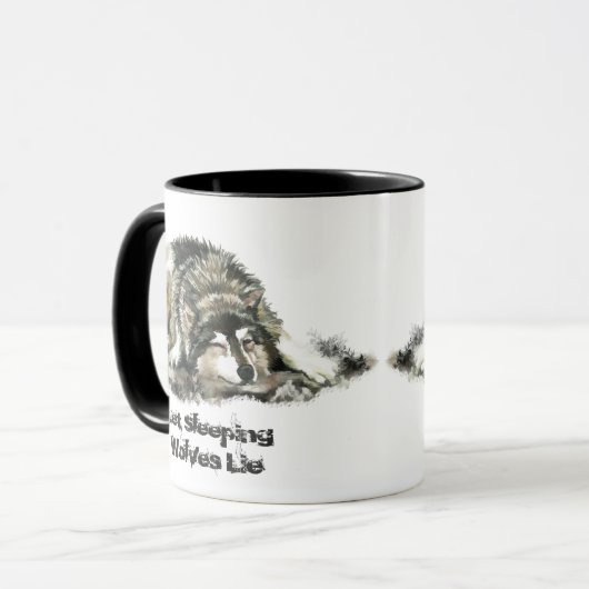 Individuelle Name oder Text Wolf Wasserfarbe Tier Tasse (Vorderseite Links)