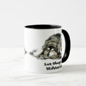 Individuelle Name oder Text Wolf Wasserfarbe Tier Tasse (VorderseiteRechts)