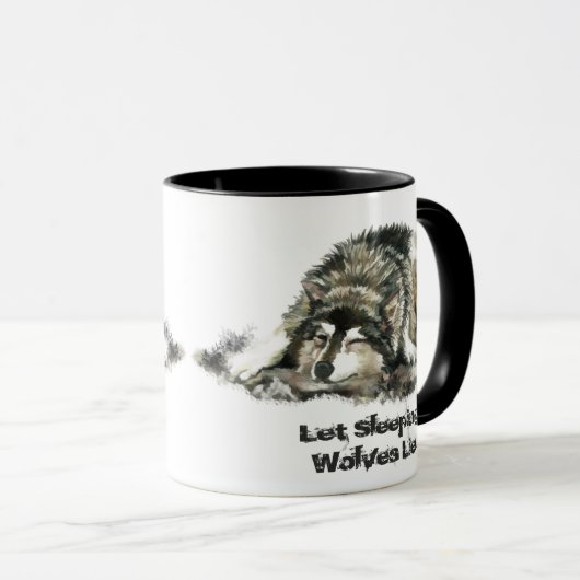 Individuelle Name oder Text Wolf Wasserfarbe Tier Tasse (VorderseiteRechts)