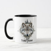 Individuelle Name oder Text Wolf Wasserfarbe Tier Tasse (Links)