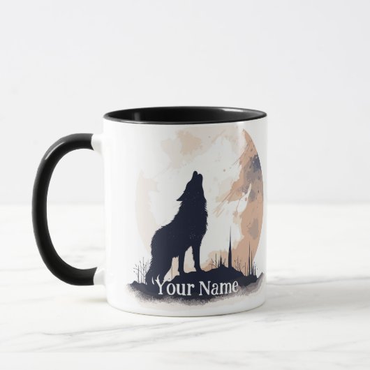 Individuelle Name- oder Texthüllen Wolfen Wildlife Tasse (Links)