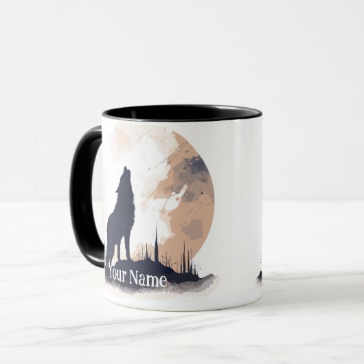Individuelle Name- oder Texthüllen Wolfen Wildlife Tasse (Vorderseite Links)