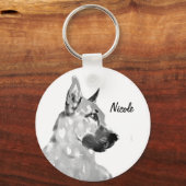 Individuelle Name- oder Texthundtier Schlüsselanhänger (Vorderseite)