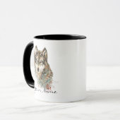 Individuelle Name oder Textwolf-Aquarell Tierische Tasse (Vorderseite Links)