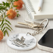 Individuelle Name- oder Textwolf-Freunde heulen Schlüsselanhänger (Vorderseite rechts)