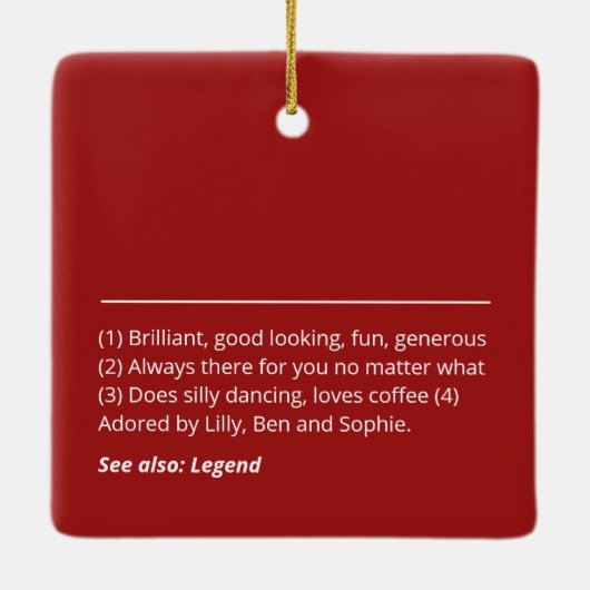 Individuelle Name oder Wortwörterbuch Weihnachten Keramikornament (Rückseite)