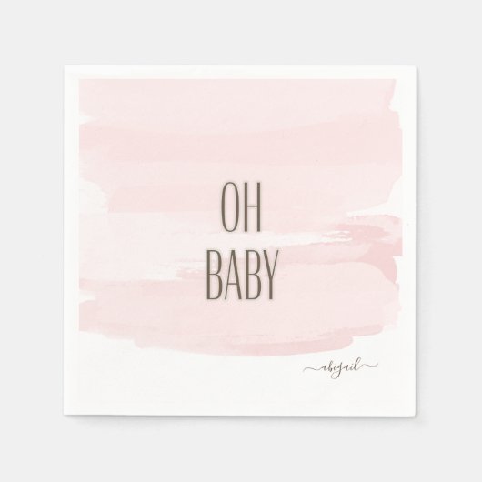 Individuelle Name Oh Baby Pink Splash Babydusche Serviette (Vorderseite)