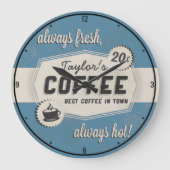 Individuelle Name Old Retro 50's Coffee Shop Diner Große Wanduhr (Vorderseite)