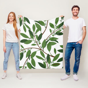 Individuelle Name Olive Branch Muster Weißes grüne Fleecedecke