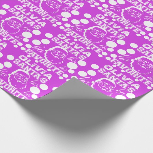 Individuelle Name Olivia Niedlich Funny Santa Clau Geschenkpapier (Ecke)